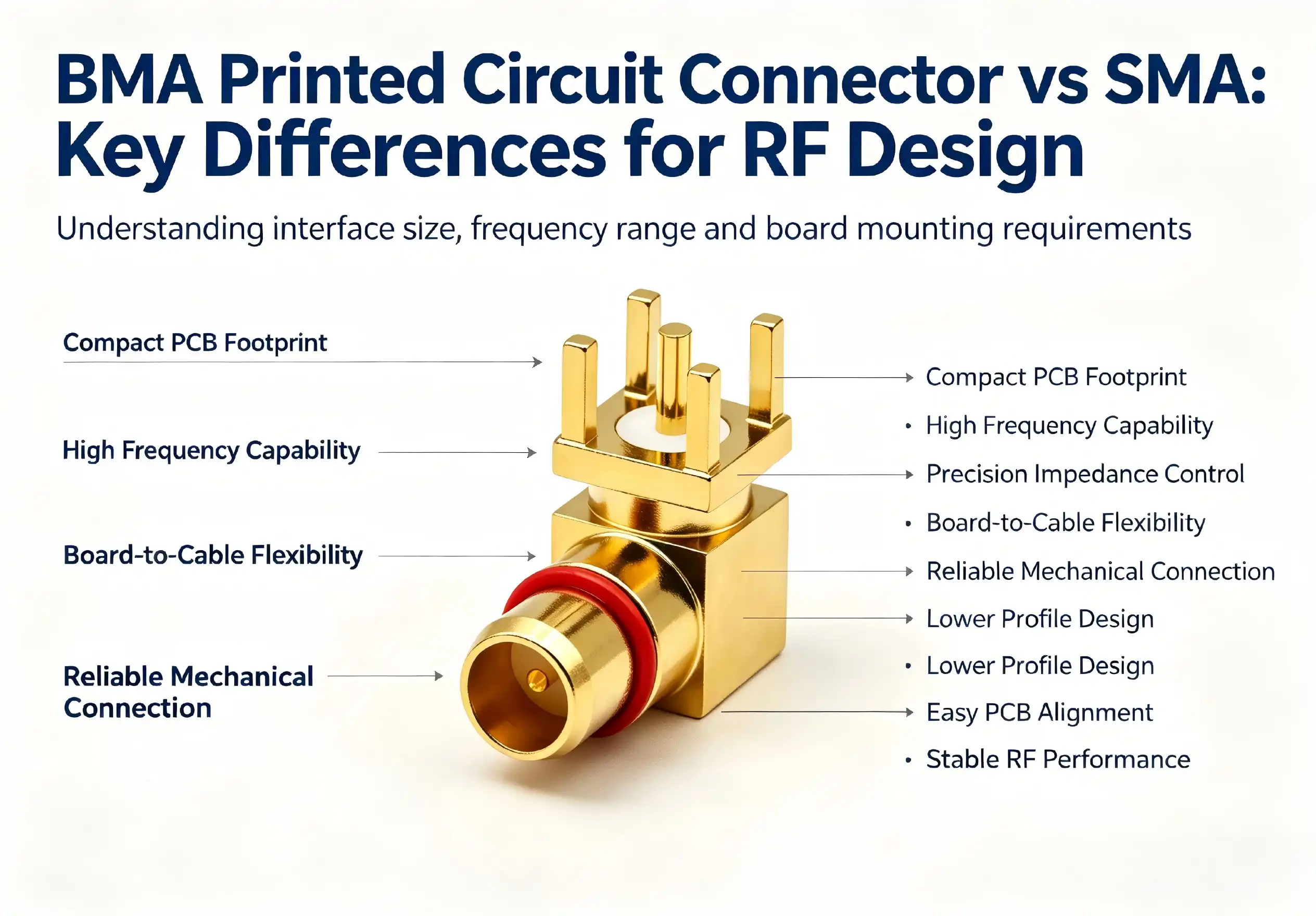 BMA Printed Circuit Connector vs SMA: Key Differences for RF Design